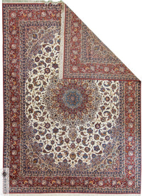 Antique Isfahan Ivory 10X14 Rug