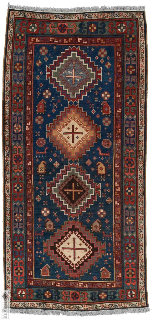 Antique Kazak Blue 4.3X7.5 Rug