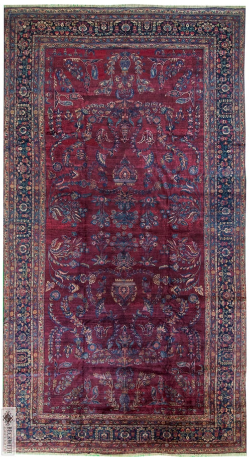Antique Kerman Red 10X18 Rug