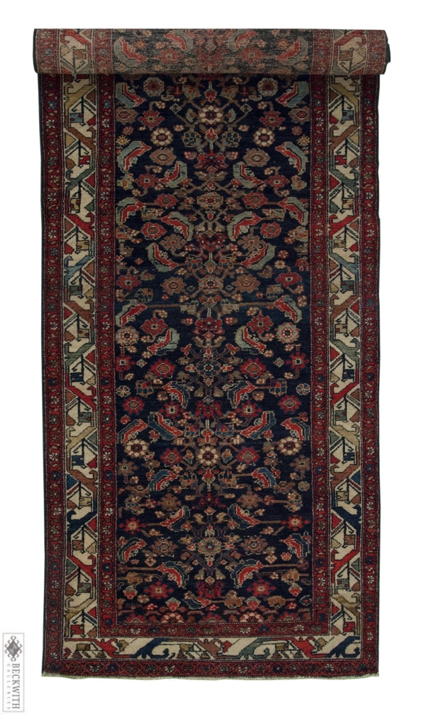 Antique Malayer Runner Navy 31X119 Rug