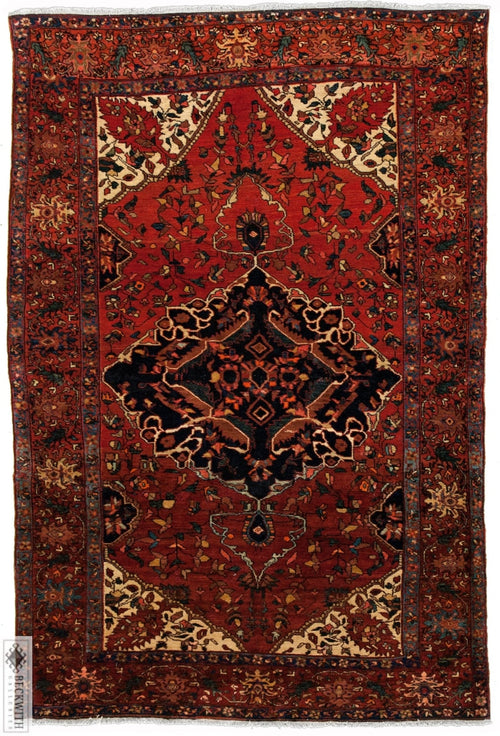 Antique Sarouk Farahan Red 5X7 Rug