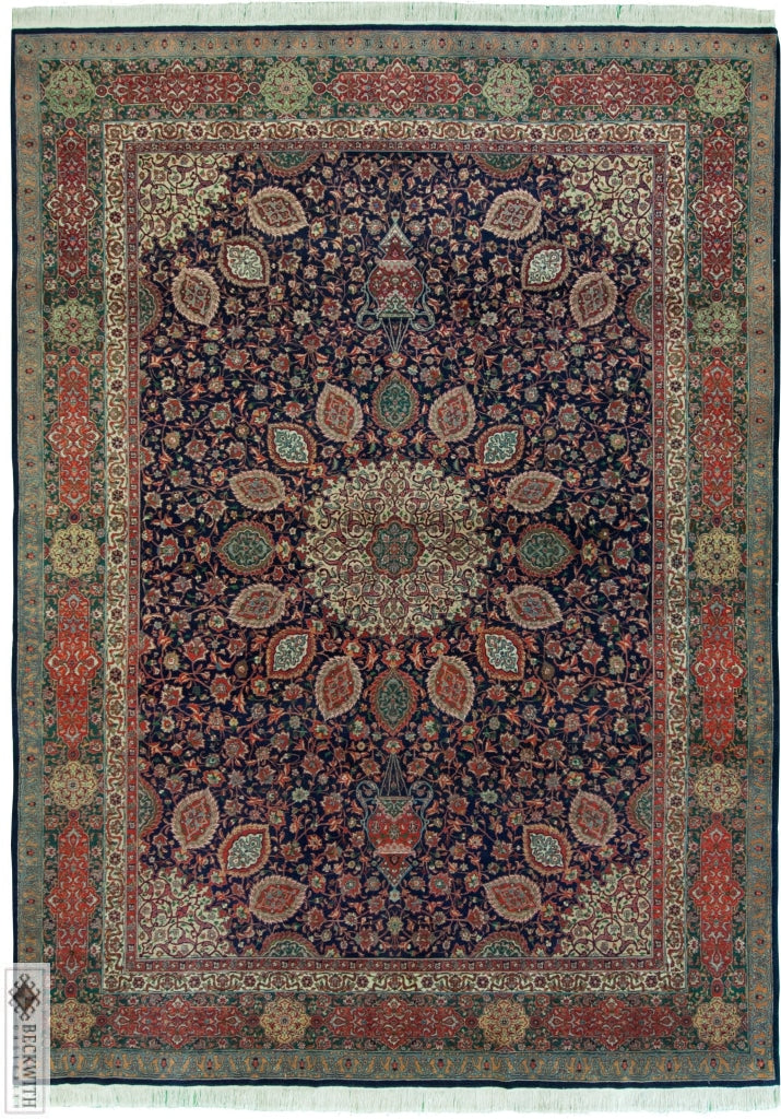 Antique Tabriz Navy 10X14 Rug