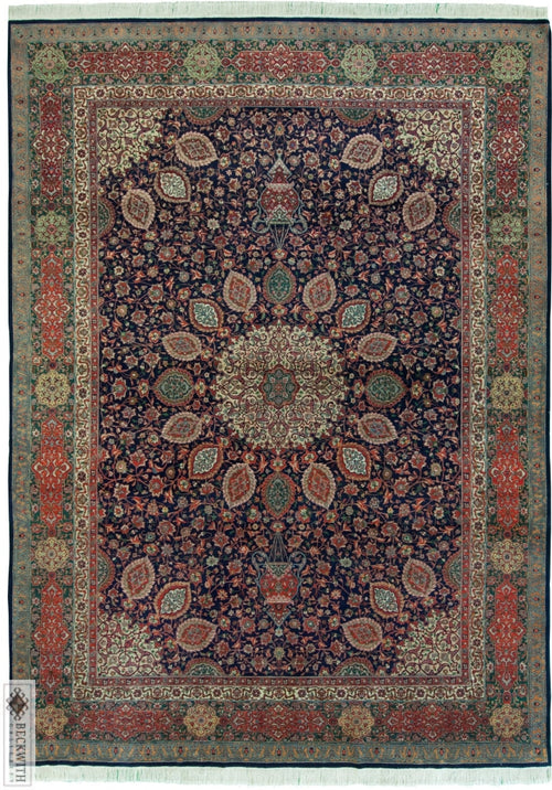 Antique Tabriz Navy 10X14 Rug