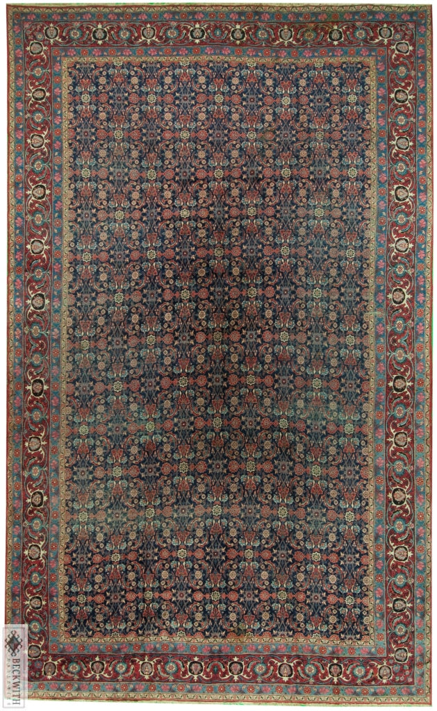 Antique Yazd Navy 11.6X17.4 Rug