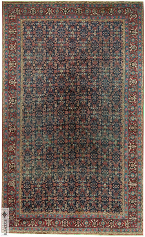 Antique Yazd Navy 11.6X17.4 Rug