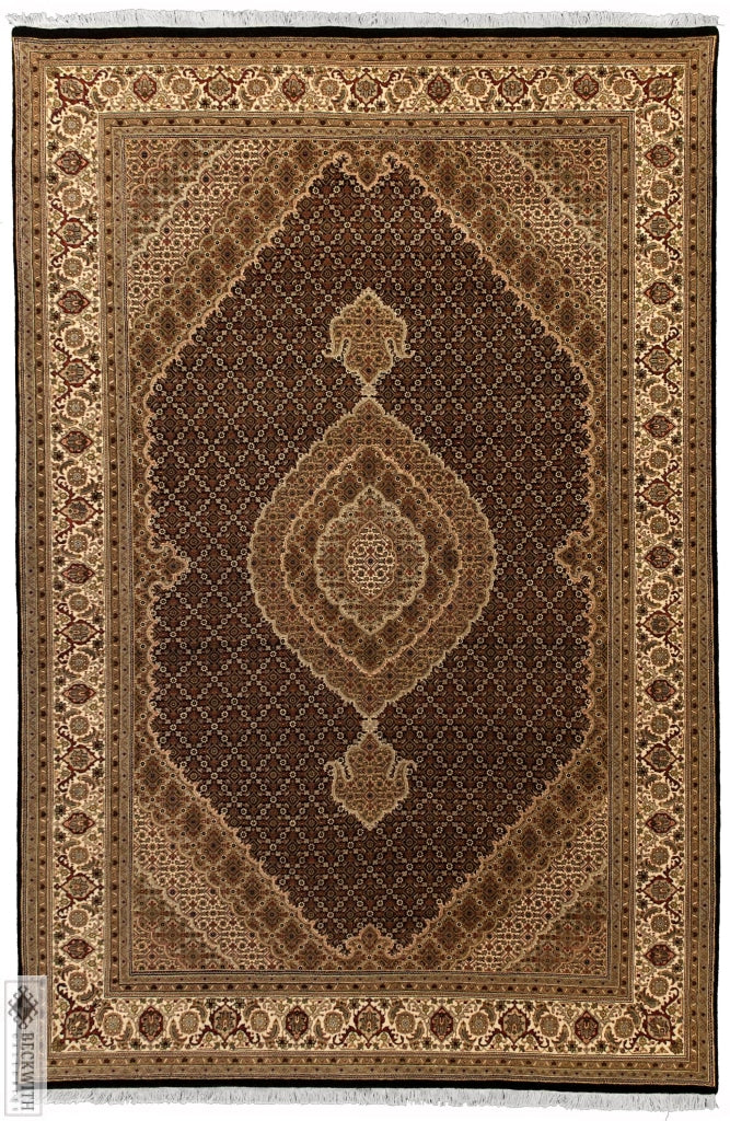 Indo Collection - Tabriz Black 7 X 10 Rug