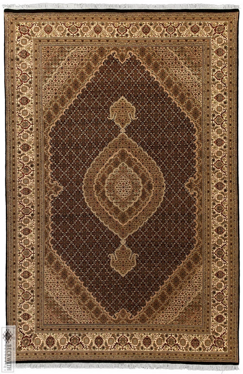 Indo Collection - Tabriz Black 7 X 10 Rug