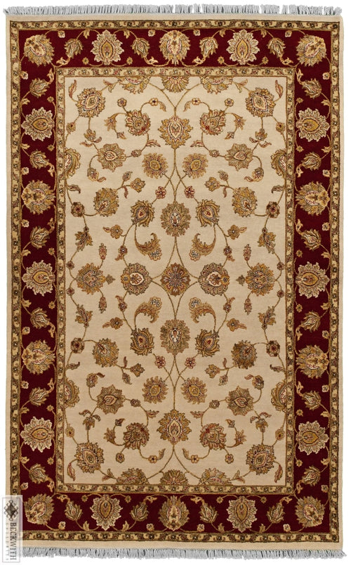 Indo Collection- Tabriz Ivory 6 X 9 Rug
