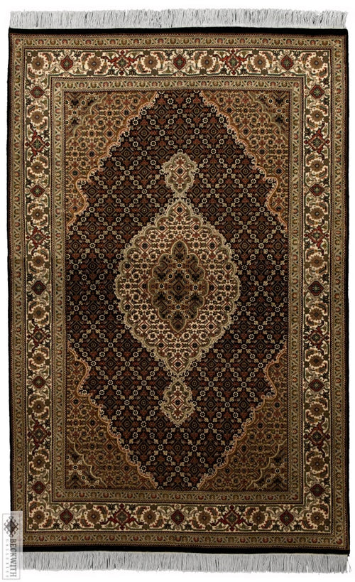 Indo Collection- Tabriz Mahi Black 4 X 6 Rug