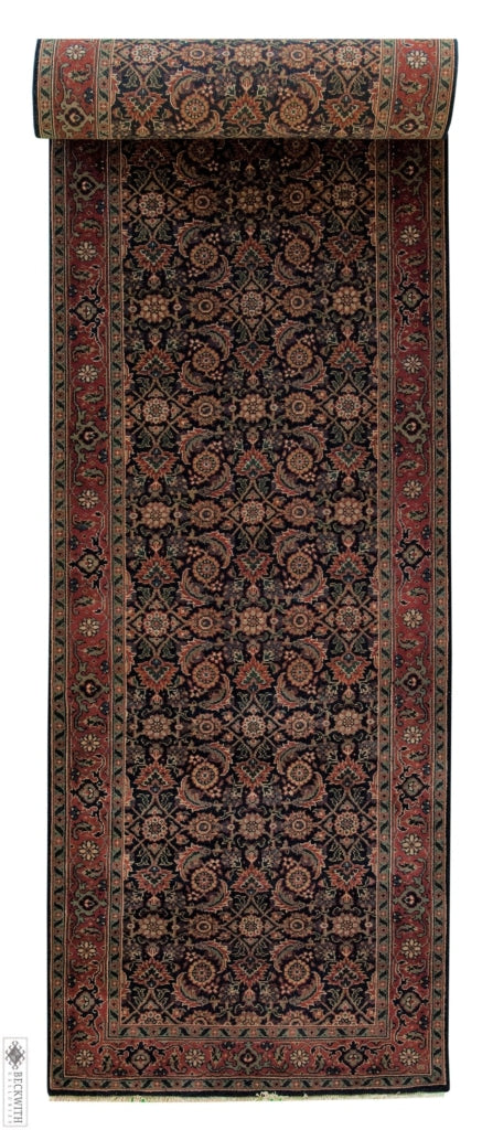 Indo Herati Runner Navy 27X1110 Rug