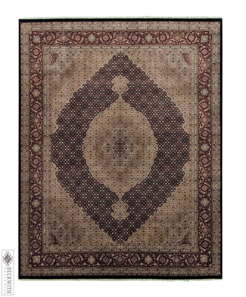 Indo Tabriz Black 8 X 10 Rug