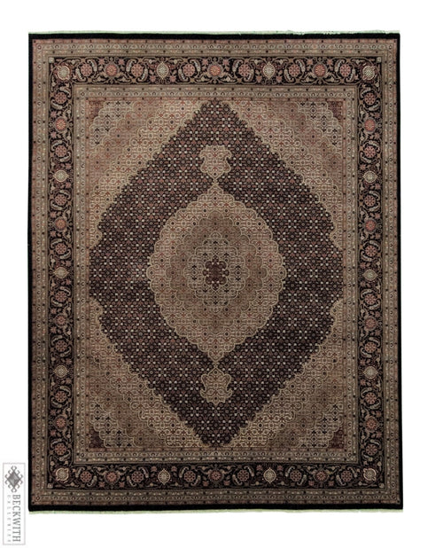 Indo Tabriz Black 8 X 10 Rug