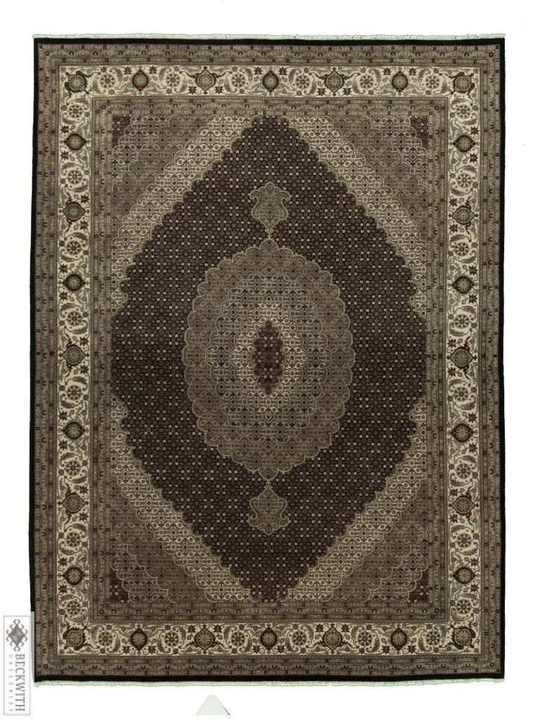 Indo-Tabriz Black 9 X 12 Rug
