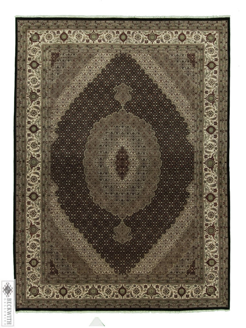 Indo-Tabriz Black 9 X 12 Rug