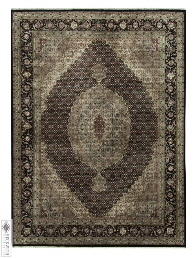 Indo Tabriz Black 9 X 12 Rug