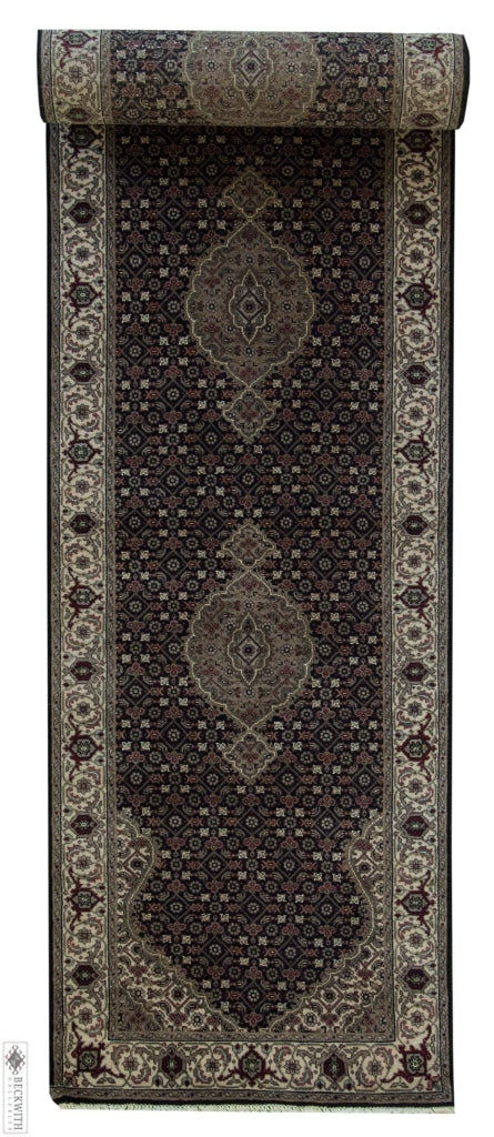 Indo Tabriz Runner Black 26X122 Rug