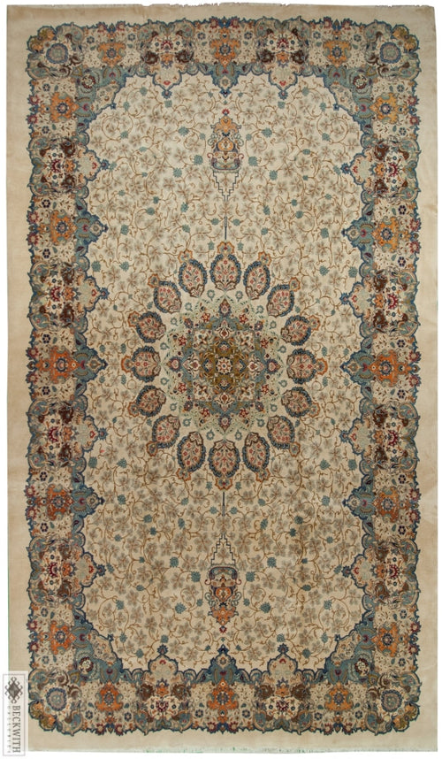 Kashan Ivory 10X20 Rug