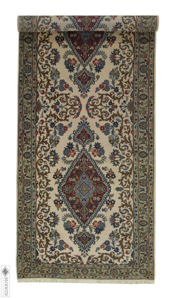 Kashan Runner Ivory 36X9 Rug