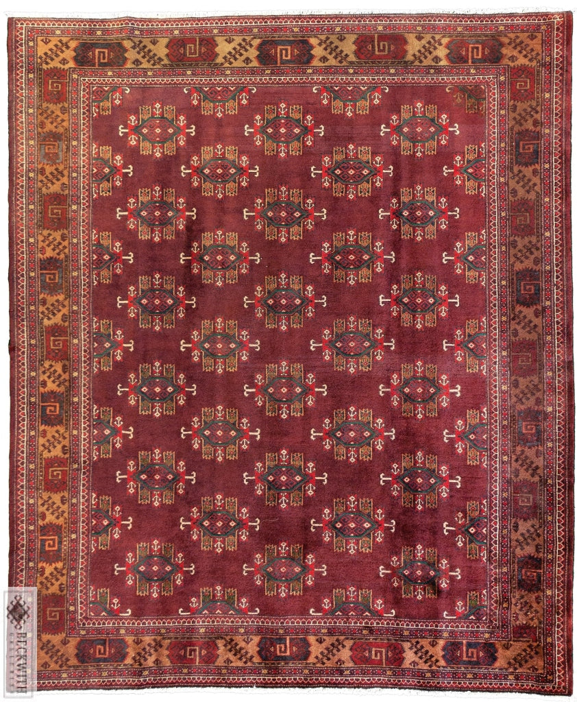 Kurdish Burgundy 7X8 Rug
