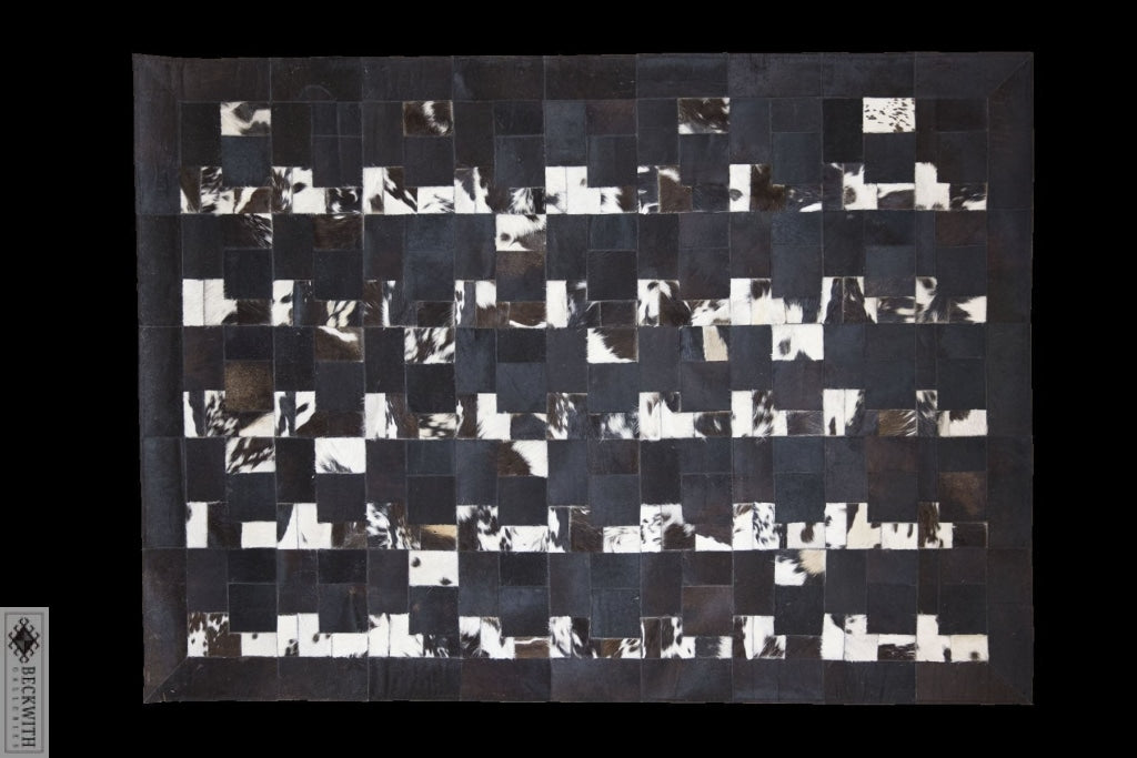 Leather Patch Collection- Black 5 X 7 Rug