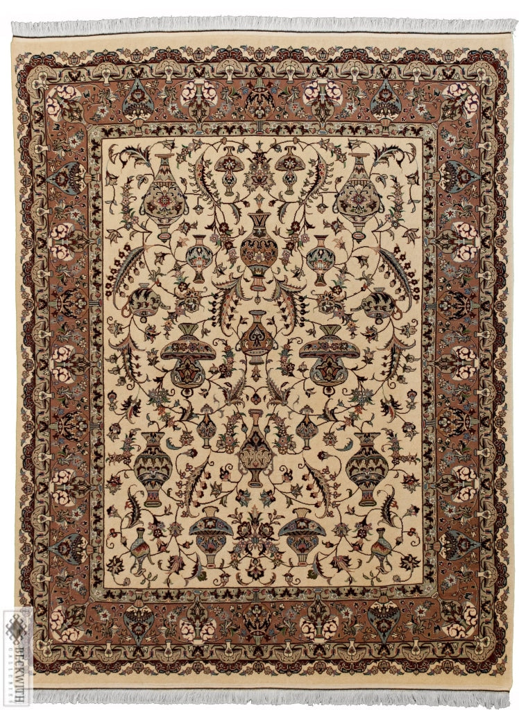 Persian Kashmar - Zir Khaki Ivory 7X10 Rug