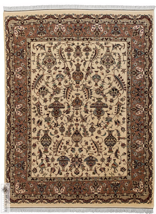 Persian Kashmar - Zir Khaki Ivory 7X10 Rug