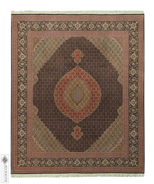 Persian Tabriz - Fish Black 8X10 Rug