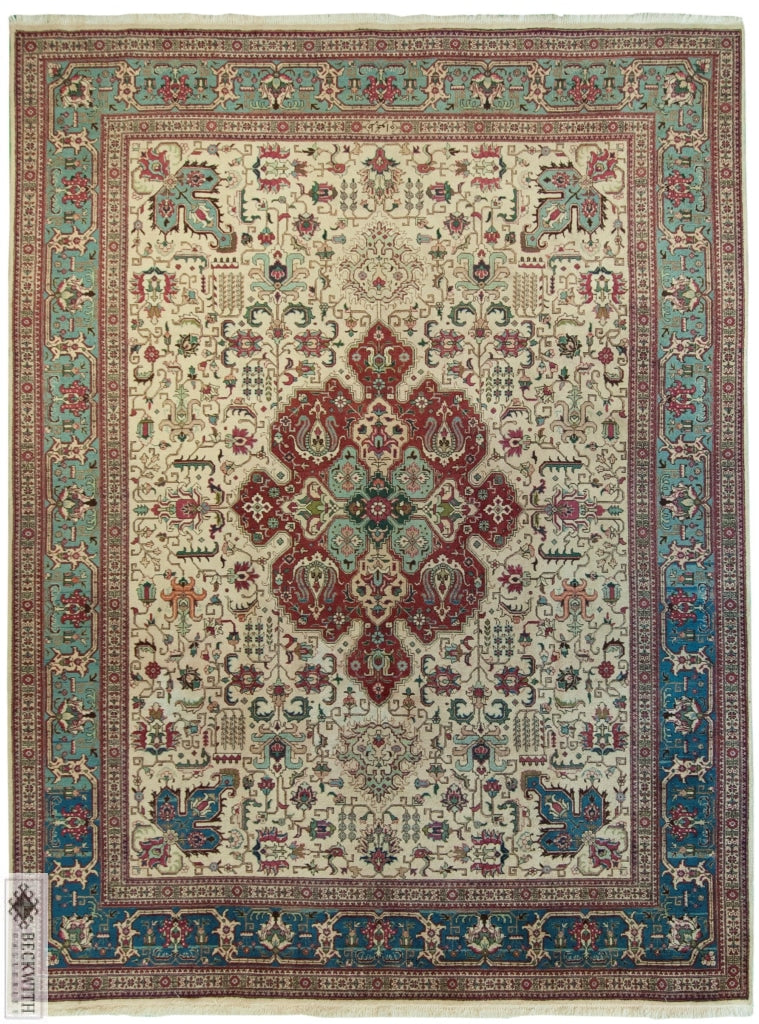 Persian Tabriz Ivory 10X13 Rug