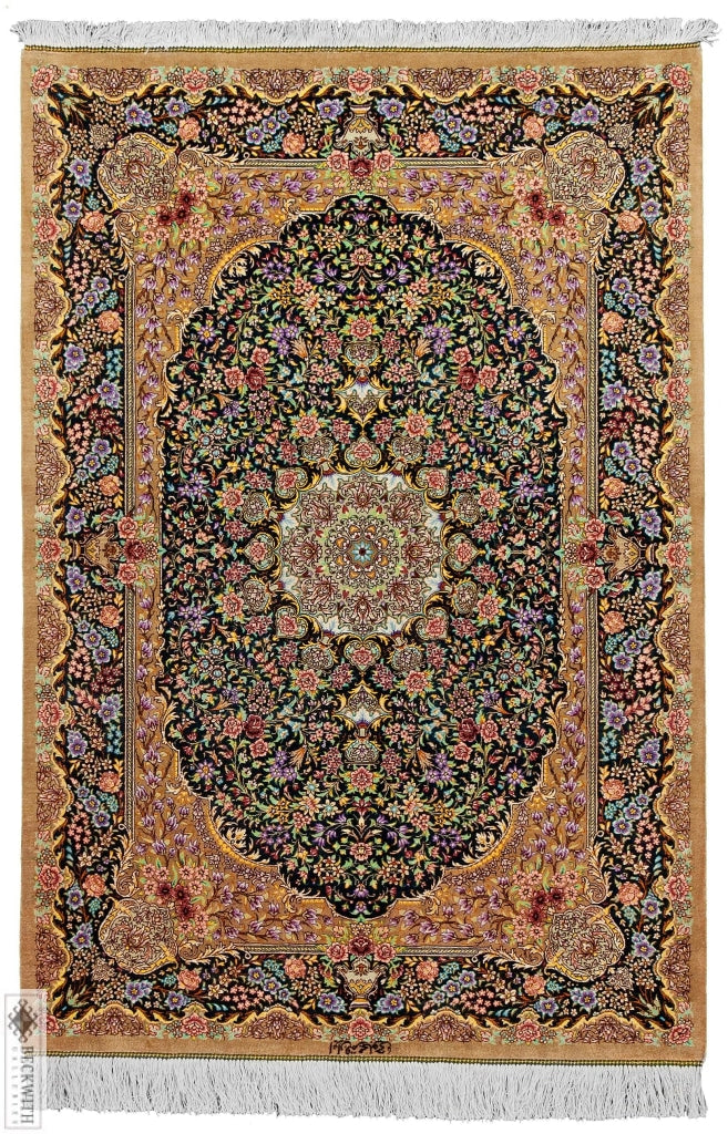Qom Silk Blue 3X5 Rug