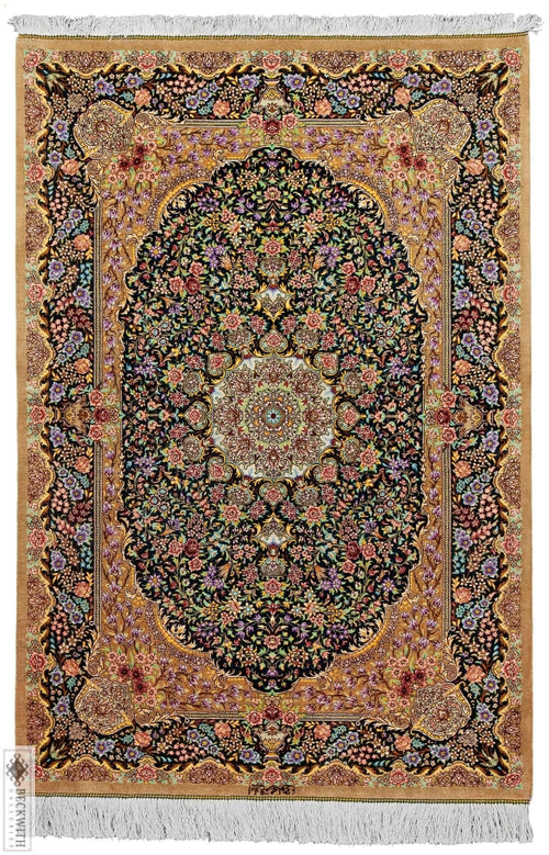 Qom Silk Blue 3X5 Rug