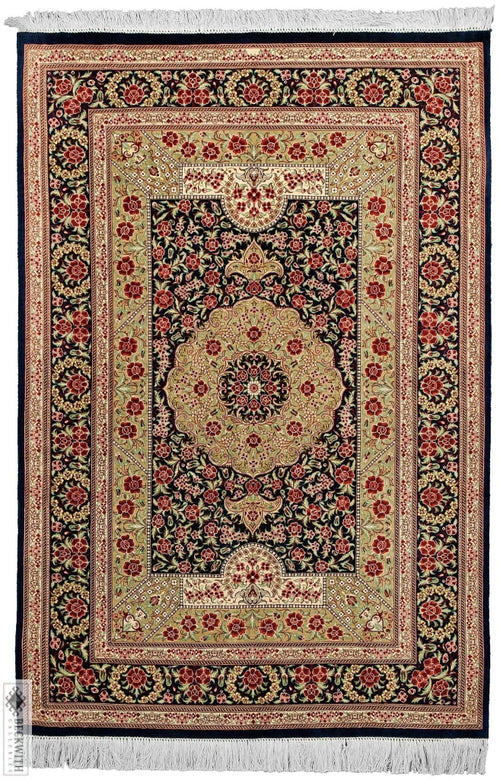 Qom Silk Blue 3X5 Rug