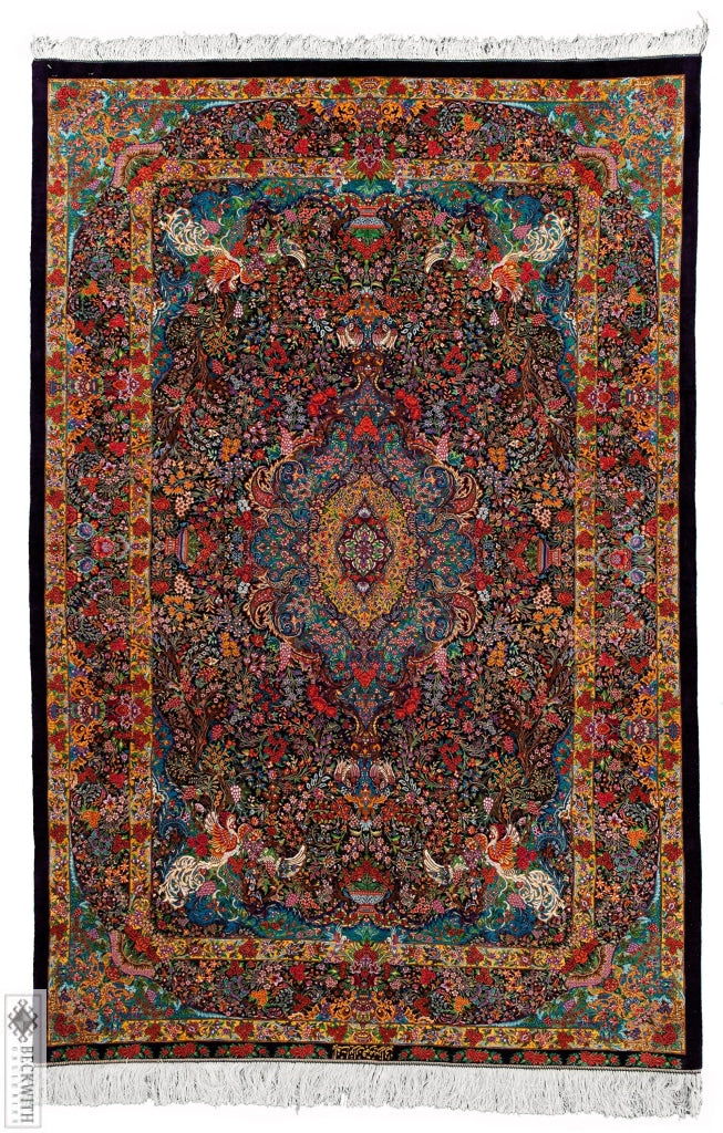 Qom Silk Blue 5X7 Rug
