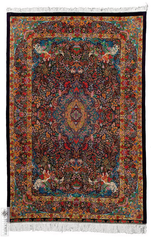 Qom Silk Blue 5X7 Rug