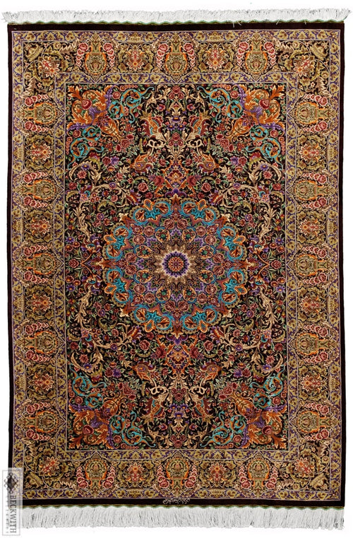 Qom Silk Burgundy 5X7 Rug