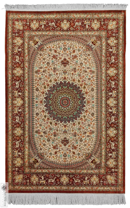 Qom Silk Ivory 3X5 Rug