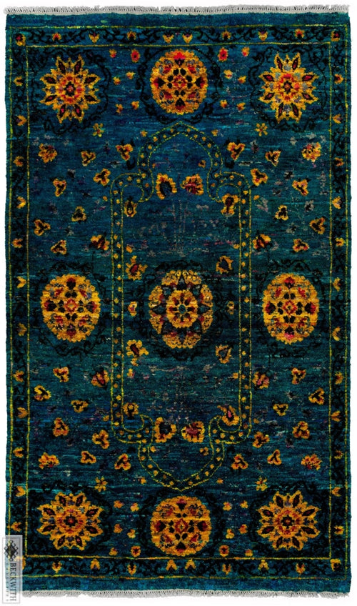 Sari Silk Collection Blue 4X6 Rug