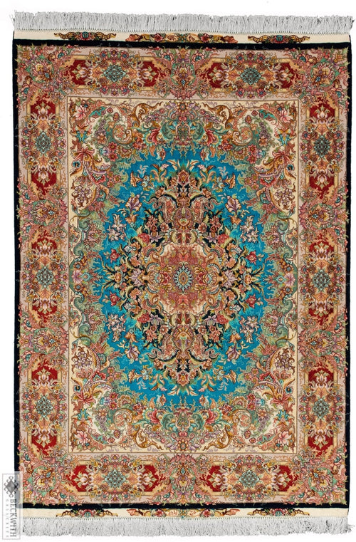 Tabriz Turquoise 5X7 Khatibi Design Rug