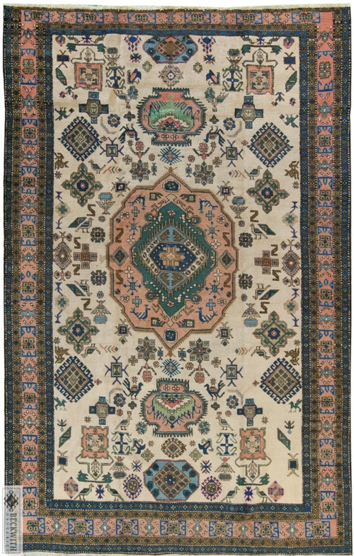 Vintage Ardabil Ivory 7X11 Rug