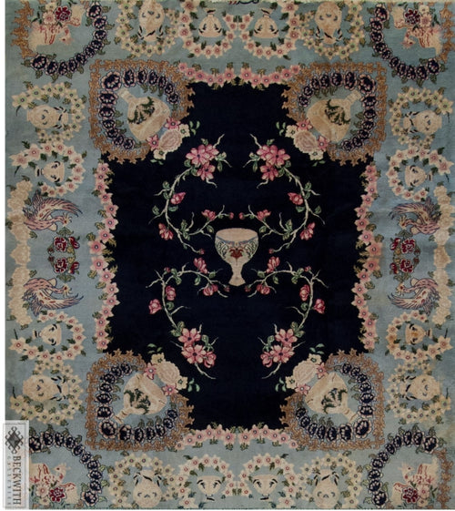 Vintage Kerman Navy 7X9 Rug