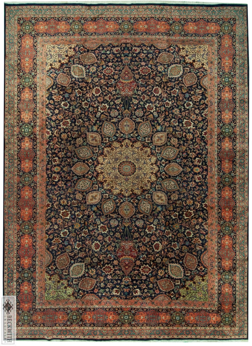 Vintage Tabriz Navy 11X15 Rug
