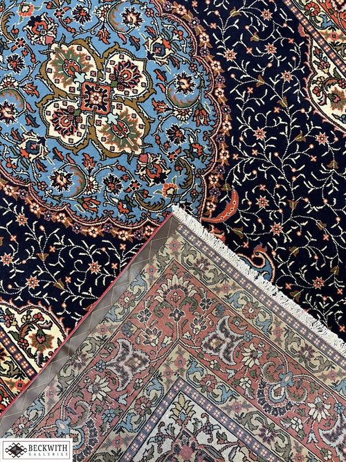 Persian Tabriz Blue Oval 7x9 ft Wool Carpet 29125