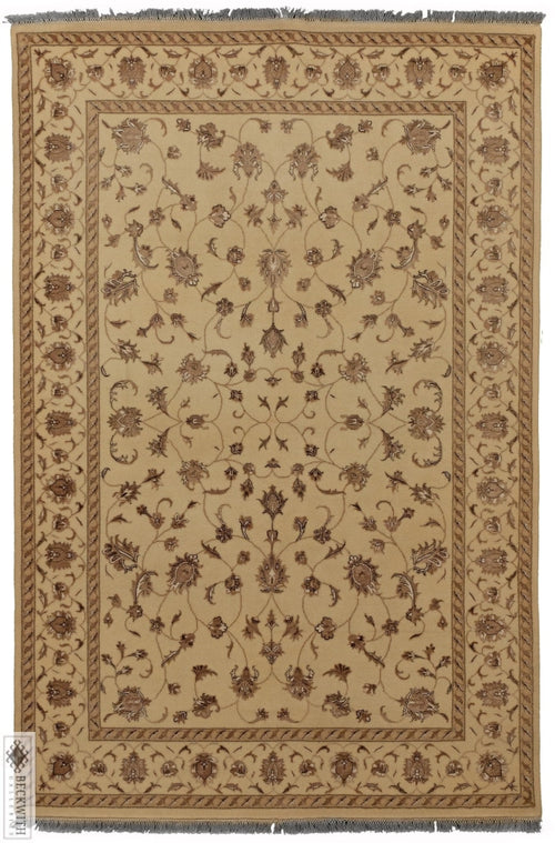 Indo Collection- Kashan Ivory 4 X 6 Rug
