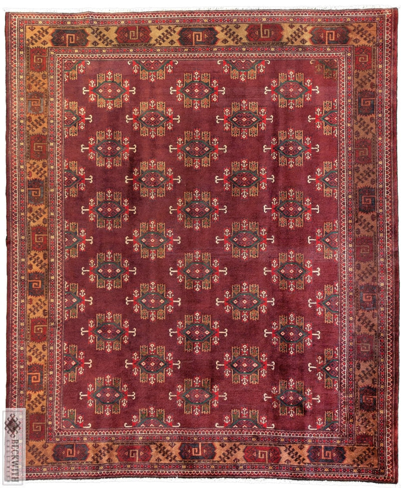 Kurdish Burgundy 7X8 Rug