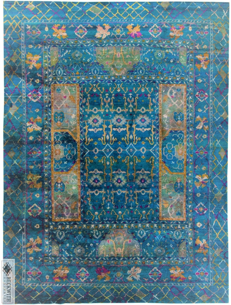 Sari Silk Collection Blue 9X12 Rug